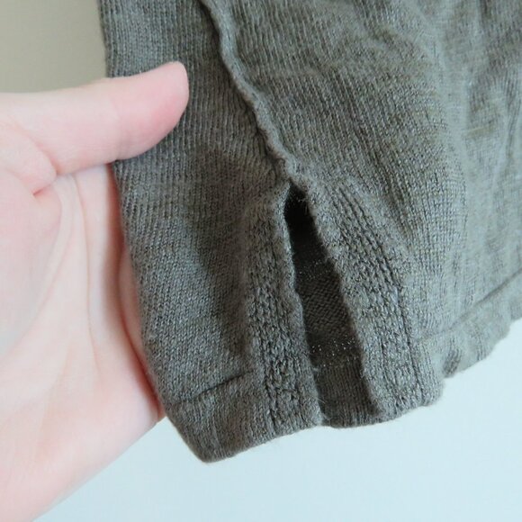 J. JILL Linen Blend Button Front Cardigan in Khaki Green Lagenlook Coastal Sz L - Picture 3 of 14